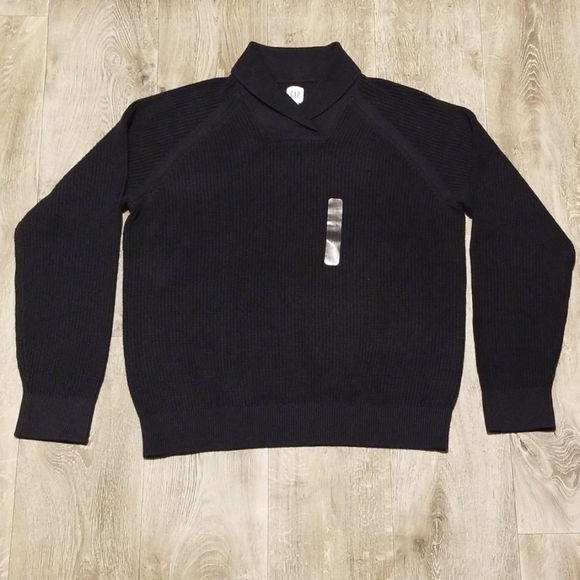 Gap ribbed pullover cardigan sweater, blue, black - Picture 1 of 3